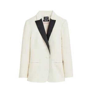 NWT JCrew Tuxedo Blazer Jacket Womens 8 Cream Black Italian Wool BV208 Coat NEW